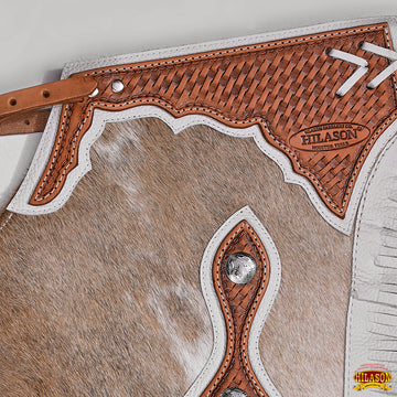 Hilason Western Bull Riding Chinks Chaps Adult Pro Rodeo Bronc Leather Natural